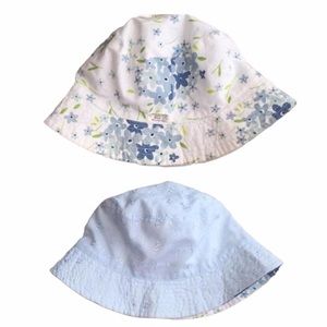 Baby Blue Eyelet Bucket Hat Floral Reversible